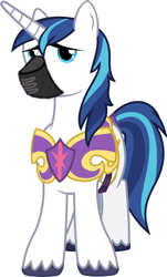 Size: 694x1150 | Tagged: safe, edit, shining armor, pony, unicorn, g4, gag, muzzle, muzzle gag, solo