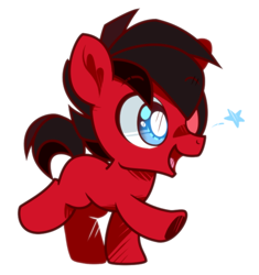 Size: 606x644 | Tagged: safe, artist:yokokinawa, oc, oc only, oc:ranger culton, pony, colt, male, red and black oc, simple background, smiling, solo, white background