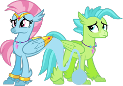 Size: 7137x5000 | Tagged: safe, artist:melisareb, oc, oc only, oc:bottlegriff, oc:wishgriff, classical hippogriff, genie, hippogriff, 2021 community collab, derpibooru community collaboration, g4, absurd resolution, bottle, bracelet, brother and sister, duo, female, fraternal twins, jewelry, male, mare, necklace, not silverstream, not terramar, siblings, simple background, stallion, transparent background, twins, vector