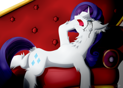 Size: 3352x2413 | Tagged: safe, artist:thebenalpha, rarity, pony, unicorn, g4, couch, crying, female, high res, makeup, mare, marshmelodrama, mascarity, open mouth, rarity being rarity, running makeup, solo