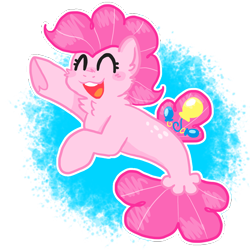 Size: 1200x1200 | Tagged: safe, artist:raystarkitty, pinkie pie, earth pony, pony, seapony (g4), g4, my little pony: the movie, ^^, cheek fluff, cute, diapinkes, dorsal fin, eyes closed, female, fin, fish tail, flowing mane, flowing tail, looking at you, mare, neck fluff, ocean, open mouth, open smile, scales, seaponified, seapony pinkie pie, seaquestria, simple background, smiling, smiling at you, solo, species swap, swimming, tail, that pony sure does love being a seapony, transparent background, underwater, water