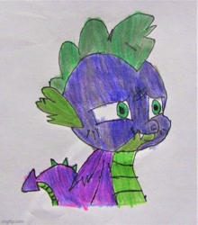Size: 500x568 | Tagged: safe, artist:spikeabuser, spike, dragon, g4, sweet and smoky, abuse, burned, drawing, scene interpretation, solo, spikeabuse
