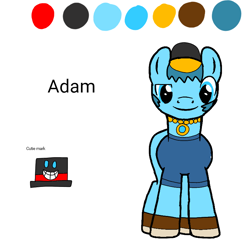 Size: 800x800 | Tagged: safe, artist:ajthekeldeo68, oc, oc only, oc:adam, earth pony, pony, base used, hat, jewelry, looking at you, male, necklace, reference sheet, simple background, smiling, solo, stallion, white background