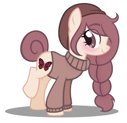 Size: 1411x1366 | Tagged: safe, artist:strawberry-spritz, oc, oc only, oc:slitterbug, pony, clothes, female, mare, simple background, solo, sweater, transparent background