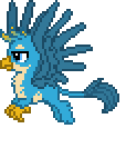 Size: 114x142 | Tagged: safe, artist:botchan-mlp, gallus, griffon, g4, animated, desktop ponies, flying, gif, pixel art, simple background, solo, sprite, transparent background, version, wings