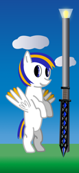 Size: 1080x2340 | Tagged: safe, artist:stormhawk, oc, oc only, oc:storm, pegasus, pony, bipdal, looking at you, male, pegasus oc, phone wallpaper, solo, stallion, sword, weapon, wings