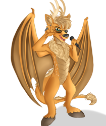 Size: 1038x1234 | Tagged: safe, artist:jbond, oc, oc only, oc:jacky breeze, deer, dragon, hybrid, anthro, hybrid oc, male, microphone, pencil, simple background, solo, white background