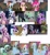Size: 2810x3072 | Tagged: safe, edit, screencap, aloe, apple fritter, clover the clever, fluttershy, lyra heartstrings, pinkie pie, princess cadance, princess platinum, rainbow dash, rarity, shining armor, spike, twilight sparkle, alicorn, diamond dog, earth pony, pegasus, pony, unicorn, a dog and pony show, bridle gossip, g4, hearth's warming eve (episode), my little pony: the movie, apple family member, bit, bondage, bridle, chained, chains, clover the clever's cloak, collar, crown, diamond dog guard, dogs riding ponies, gag, harness, horn, horn cap, jewelry, muzzle, muzzle gag, ponies riding ponies, princess crown, rainbow crash, regalia, reins, riding, rope, spear, spitty pie, storm guard, tack, weapon, what were they thinking, you know for kids