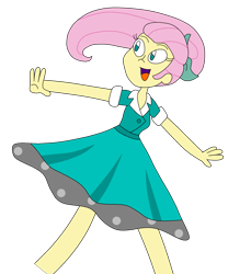 Size: 1800x1967 | Tagged: safe, artist:rarity525, fluttershy, equestria girls, g4, 50's fashion, 50s, clothes, open mouth, poodle skirt, simple background, skirt, solo, transparent background