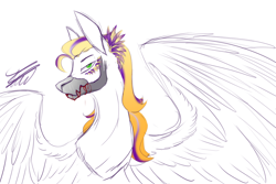 Size: 3000x2000 | Tagged: safe, artist:crystalcontemplator, oc, oc only, pegasus, pony, bust, face mask, high res, mask, pegasus oc, signature, simple background, solo, white background, wings
