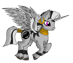 Size: 4401x3840 | Tagged: safe, artist:silverwolvesforever, oc, oc only, oc:gye nyame, alicorn, hybrid, pony, zebra, zebra alicorn, alicorn oc, female, horn, simple background, solo, transparent background, vector, wings, zebra oc