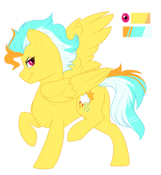 Size: 1146x1247 | Tagged: safe, artist:silentwolf-oficial, oc, oc only, oc:bright storm, pegasus, pony, pegasus oc, raised hoof, reference sheet, simple background, solo, white background, wings