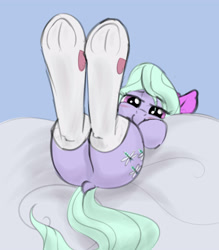 Size: 3500x4000 | Tagged: safe, alternate version, artist:littlenaughtypony, flitter, pegasus, pony, g4, adorasexy, butt, clothes, cloud, cute, dock, female, flitterbetes, frog (hoof), hooves, looking at you, mare, plot, sexy, socks, solo, stockings, thigh highs, underhoof