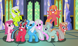 Size: 2116x1272 | Tagged: safe, artist:small-brooke1998, oc, earth pony, pegasus, pony, unicorn, arcee, base used, chromia, crossover, elita-1, equal cutie mark, equalized, firestar, flareup, green light, grin, moonracer, ponified, smiling, transformers, windblade