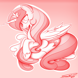 Size: 4000x4000 | Tagged: safe, artist:ser-p, princess cadance, pony, g4, absurd resolution, cloud, monochrome, solo