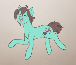 Size: 2460x2090 | Tagged: safe, artist:zosma-art, earth pony, pony, bouncing, cute, female, happy, high res, mare, paint tool sai, smiling, solo, traditional art