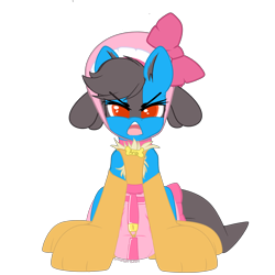Size: 3000x3000 | Tagged: safe, artist:xcinnamon-twistx, oc, oc only, oc:aria, pony, angry, bonnet, bow, chest fluff, collar, colored sketch, diaper, high res, lock, patreon, patreon reward, paw socks, pet tag, poofy diaper, simple background, solo, transparent background