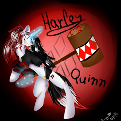 Size: 700x700 | Tagged: safe, artist:ginnythequeen, pony, unicorn, harley quinn, solo