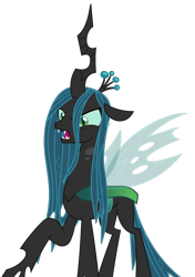 Size: 1869x2653 | Tagged: safe, artist:sketchmcreations, queen chrysalis, changeling, changeling queen, g4, the mean 6, angry, annoyed, crown, female, jewelry, open mouth, raised hoof, regalia, simple background, solo, transparent background, vector