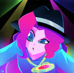 Size: 2476x2448 | Tagged: safe, artist:xan-gelx, pinkie pie, earth pony, pony, equestria girls, g4, testing testing 1-2-3, clothes, colored pupils, female, high res, rap, rapper pie, simple background, solo, the rappin' hist'ry of the wonderbolts