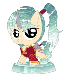 Size: 1024x1116 | Tagged: safe, artist:nekoremilia1, oc, oc only, oc:jiang yu, pony, unicorn, chibi, closed species, male, pocket ponies, simple background, solo, transparent background, waterfaller