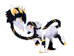 Size: 1024x779 | Tagged: safe, artist:nekoremilia1, oc, oc only, earth pony, original species, pony, primal plant pony, augmented tail, closed species, fangs, horns, male, simple background, solo, transparent background