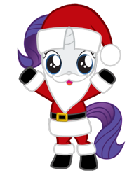Size: 781x1024 | Tagged: artist needed, safe, rarity, pony, unicorn, g4, belt, bipedal, boots, christmas, clothes, costume, cute, fake beard, female, filly, filly rarity, hat, holiday, horn, looking at you, open mouth, raribetes, santa beard, santa claus, santa costume, santa hat, shoes, simple background, solo, transparent background, vector, younger