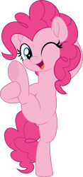 Size: 2339x5000 | Tagged: safe, alternate character, alternate version, artist:jhayarr23, part of a set, pinkie pie, earth pony, pony, g4, bipedal, commission, featureless crotch, female, happy, holding, holding leg, mare, one eye closed, open mouth, simple background, solo, standing, standing on one leg, standing splits, transparent background, underhoof, vector, wink, ych result