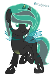 Size: 1024x1416 | Tagged: safe, artist:hate-love12, oc, oc only, oc:eucalyptus, changepony, hybrid, pony, female, parent:clypeus, simple background, solo, transparent background