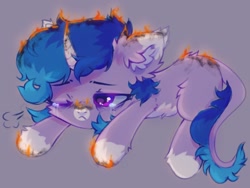 Size: 1408x1056 | Tagged: safe, artist:astralblues, oc, oc only, oc:astral blues, pony, unicorn, burning, crying, lying down, solo