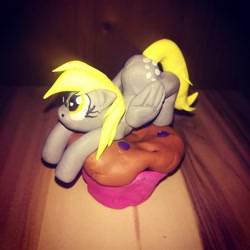 Size: 1080x1079 | Tagged: safe, artist:rxndxm.artist, derpy hooves, pegasus, pony, g4, craft, eyelashes, female, food, irl, mare, muffin, photo, sculpture, solo, traditional art