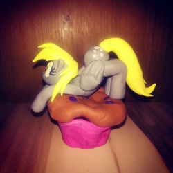Size: 1080x1080 | Tagged: safe, artist:rxndxm.artist, derpy hooves, pegasus, pony, g4, craft, eyelashes, female, food, irl, mare, muffin, photo, sculpture, solo, traditional art