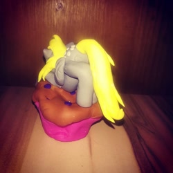 Size: 1080x1080 | Tagged: safe, artist:rxndxm.artist, derpy hooves, pegasus, pony, g4, craft, female, food, irl, mare, muffin, photo, sculpture, solo, traditional art