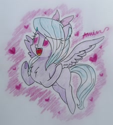 Size: 2863x3154 | Tagged: safe, artist:c.a.m.e.l.l.i.a, flitter, pegasus, pony, g4, cute, female, flitterbetes, flying, high res, mare, smiling, solo, traditional art
