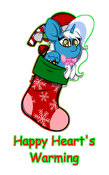 Size: 1280x2048 | Tagged: safe, artist:missroxielove, oc, oc only, oc:fleurbelle, alicorn, pony, alicorn oc, bow, candy, candy cane, christmas, christmas stocking, clothes, female, food, happy hearth's warming, hat, holiday, horn, mare, santa hat, simple background, socks, solo, text, transparent background, wingding eyes, wings, yellow eyes