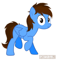 Size: 2457x2593 | Tagged: safe, artist:ponyrailartist, oc, oc only, oc:pegasusgamer, pegasus, pony, high res, looking at you, raised hoof, show accurate, simple background, solo, transparent background, wings