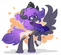 Size: 2200x2000 | Tagged: safe, artist:liquorice_sweet, oc, oc only, oc:nebula wolf-fang, pegasus, pony, abstract background, artificial wings, augmented, chest fluff, female, high res, mechanical wing, solo, wings