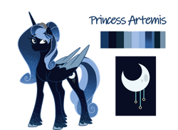 Size: 1280x932 | Tagged: safe, artist:doggie31, oc, oc only, oc:princess artemis, alicorn, pony, ethereal fetlocks, ethereal mane, female, magical parthenogenic spawn, mare, offspring, parent:princess luna, reference sheet, simple background, solo, starry mane, transparent background
