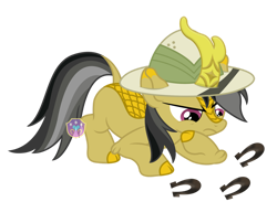 Size: 1280x1034 | Tagged: safe, artist:lovinglypromise, daring do, kirin, g4, female, hoof on chin, hoofprints, kirin-ified, looking down, simple background, solo, species swap, transparent background