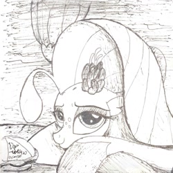 Size: 1360x1360 | Tagged: safe, artist:johnerose126, princess skystar, seapony (g4), g4, my little pony: the movie, monochrome, sketch, solo, traditional art