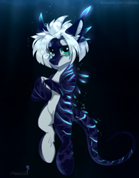 Size: 2296x2944 | Tagged: safe, artist:mithriss, oc, oc only, axolotl, axolotl pony, hybrid, original species, pony, high res, looking at you, solo, underwater, water