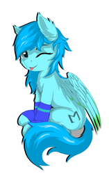 Size: 2170x3456 | Tagged: artist needed, safe, oc, oc only, pegasus, pony, high res, one eye closed, pegasus oc, simple background, solo, tongue out, white background, wings