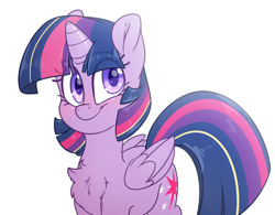 Size: 4300x3350 | Tagged: safe, artist:fluffyxai, twilight sparkle, alicorn, pony, g4, blushing, chest fluff, cute, female, mare, redraw, simple background, smiling, solo, transparent background, twilight sparkle (alicorn)