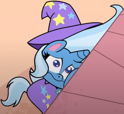 Size: 588x543 | Tagged: safe, screencap, trixie, pony, friendship gems, g4, g4.5, my little pony: pony life, cape, cheek squish, clothes, cropped, hat, squishy cheeks, trixie's cape, trixie's hat