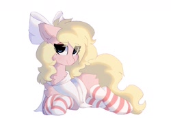 Size: 1714x1186 | Tagged: safe, artist:php146, oc, oc only, pegasus, pony, bow, chest fluff, clothes, female, hair bow, simple background, socks, solo, striped socks, white background