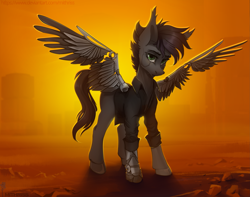 Size: 3635x2868 | Tagged: safe, artist:mithriss, oc, oc only, oc:max moore, cyborg, cyborg pony, pegasus, pony, artificial wings, augmented, high res, pegasus oc, solo