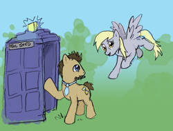 Size: 600x456 | Tagged: safe, derpy hooves, doctor whooves, time turner, earth pony, pegasus, pony, g4, /co/, 4chan, brony history, crossover, doctor who, female, male, mare, sonic screwdriver, stallion, tardis, the doctor