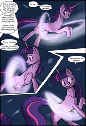 Size: 1920x2816 | Tagged: safe, artist:shieltar, part of a set, twilight sparkle, pony, unicorn, comic:giant twilight, g4, comic, cute, dialogue, female, galaxy, giant pony, giant twilight sparkle, giantess, growth, jewelry, macro, mare, necklace, part of a series, pony bigger than a galaxy, pony bigger than a planet, pony bigger than a solar system, pony bigger than a star, pony heavier than a black hole, pony heavier than a galaxy, signature, size difference, solo, space, stars, tangible heavenly object, unicorn twilight