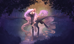 Size: 5000x3000 | Tagged: safe, artist:monogy, oc, oc only, oc:crying moon, pegasus, pony, braid, female, forest, high res, mare, solo, trail