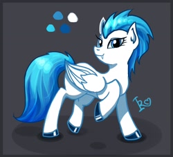 Size: 2252x2049 | Tagged: safe, artist:asumi, oc, oc only, oc:icy river, pegasus, pony, blue eyes, blue tail, high res, solo, white pony